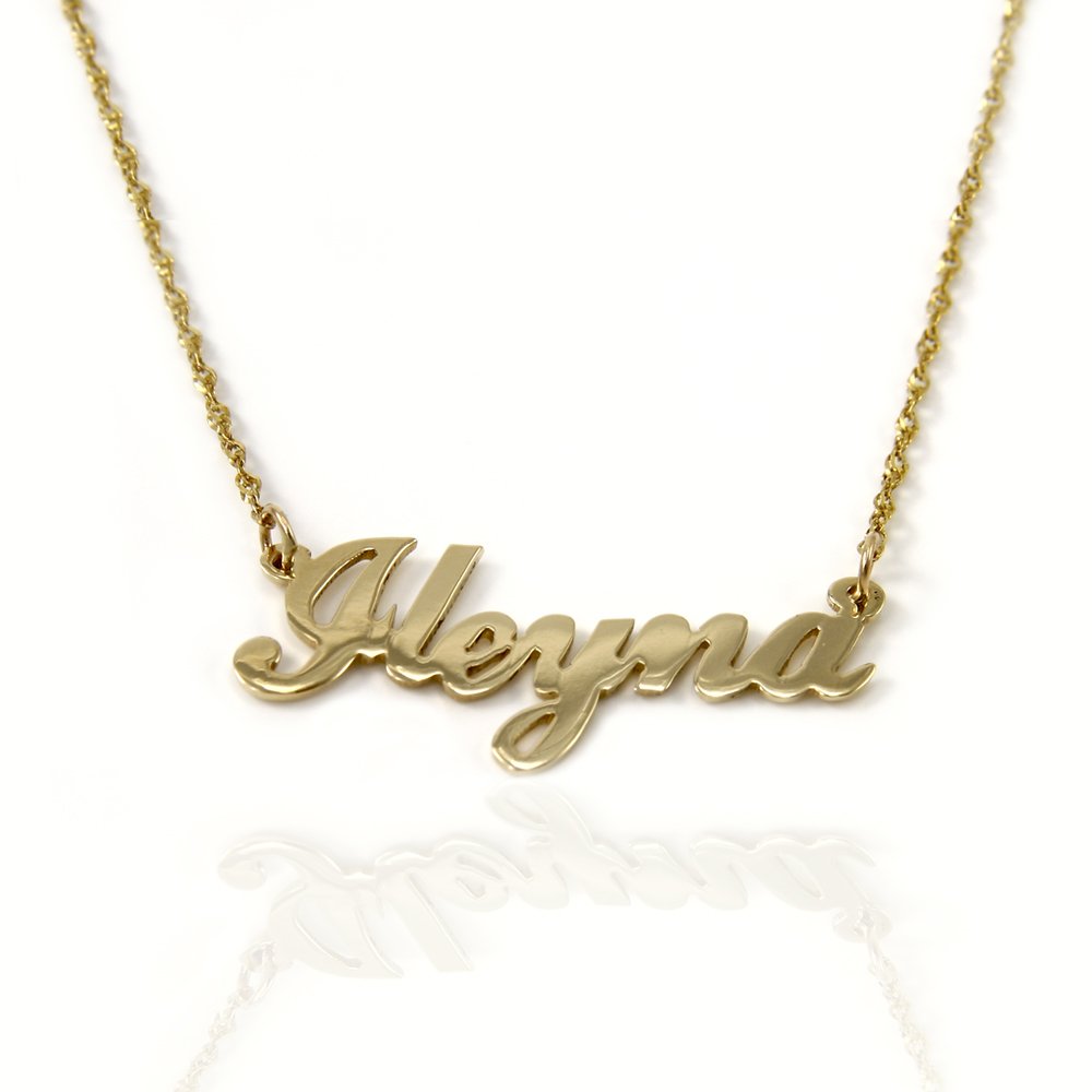 Win Jewelry 14k Gold Personalized Name Necklace (YellowGold, 16 Inches) Buy Online in United