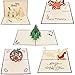 Buytra 5 Pack Christmas Cards Set 3D Pop-up Greeting Card for Xmas,Festival,Birthday,Thank you,Anniversary and More including Chirstmas Tree,Castle,Reindeer,Bell,Apple