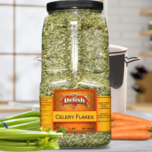 Dried Celery Flakes by It's Delish, 2 Lbs Bulk Restaurant Gallon Size