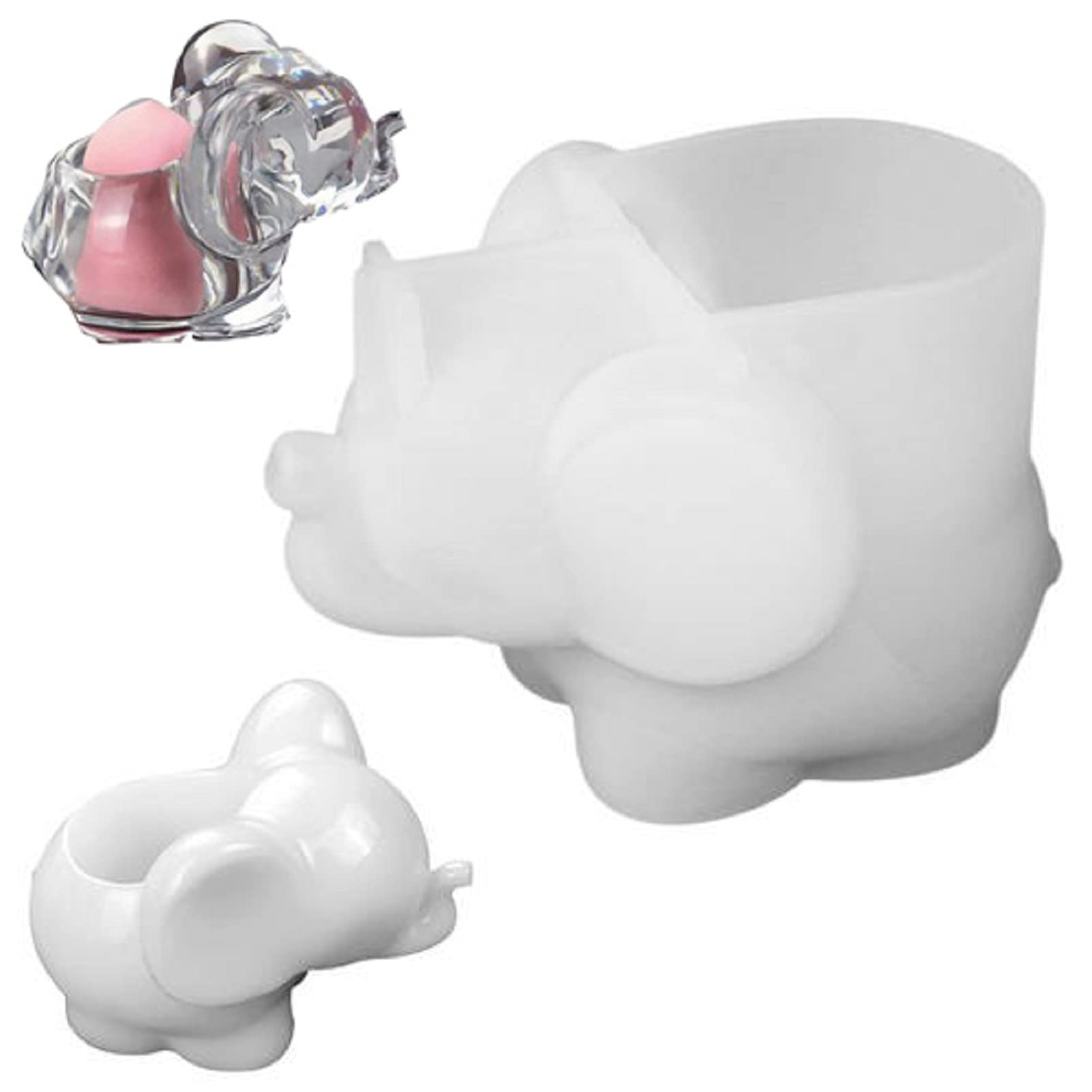Easy-topbuy Elephant Mould Silicone Mold, Resin Epoxy Animal Shape Mold Home Desktop Decoration, Storage Holder For Make Up Egg