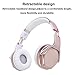 Bluetooth Headphones Over Ear Cordless Stereo Wireless Headphone Music Volume Control Speakers Overhead Retractable Sport Workout Headset with Microphone Radio Built In for Iphone Laptop (Rose Gold)