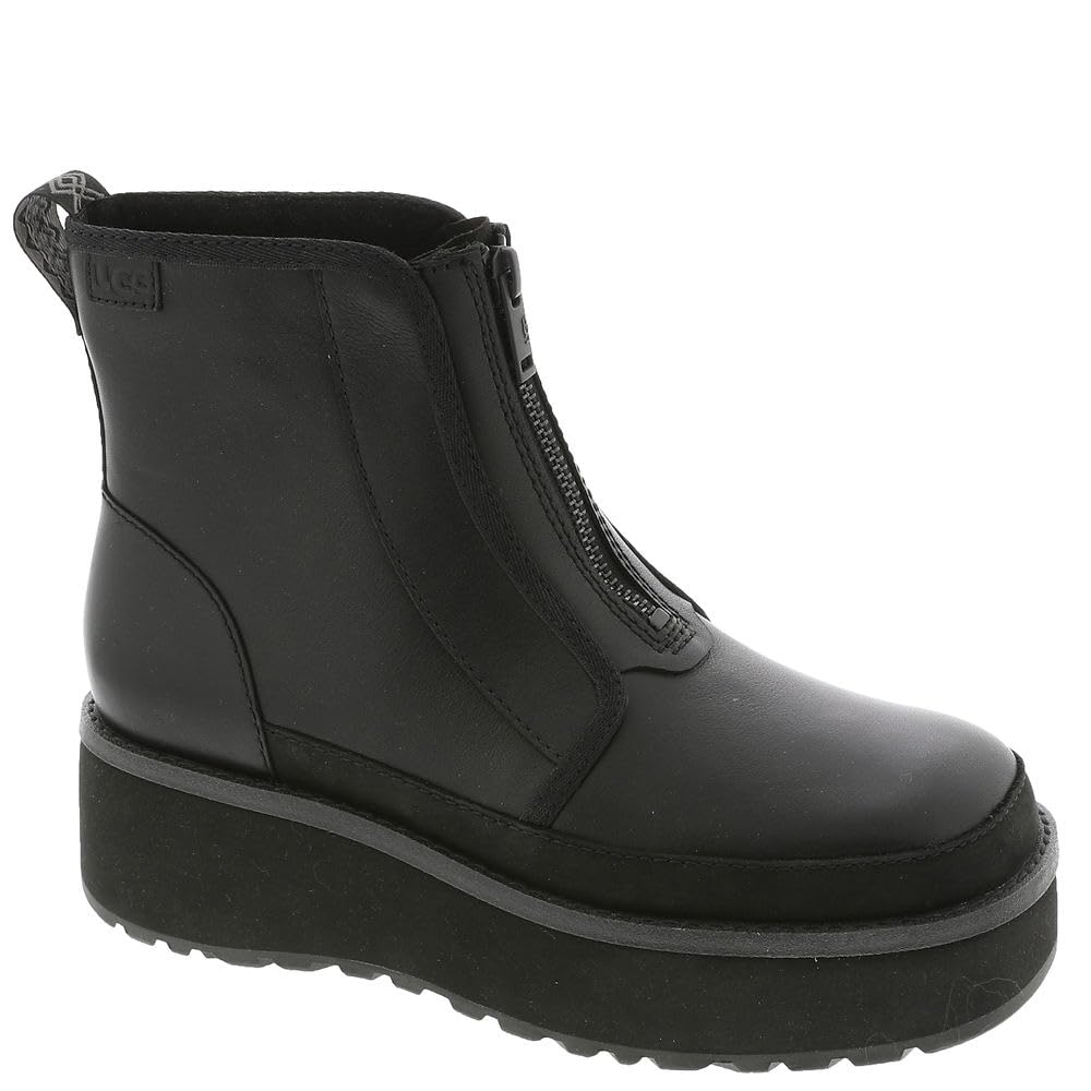 UGG Women’s CITYFUNC Zip Fashion Boot, Black Leather, 8.5