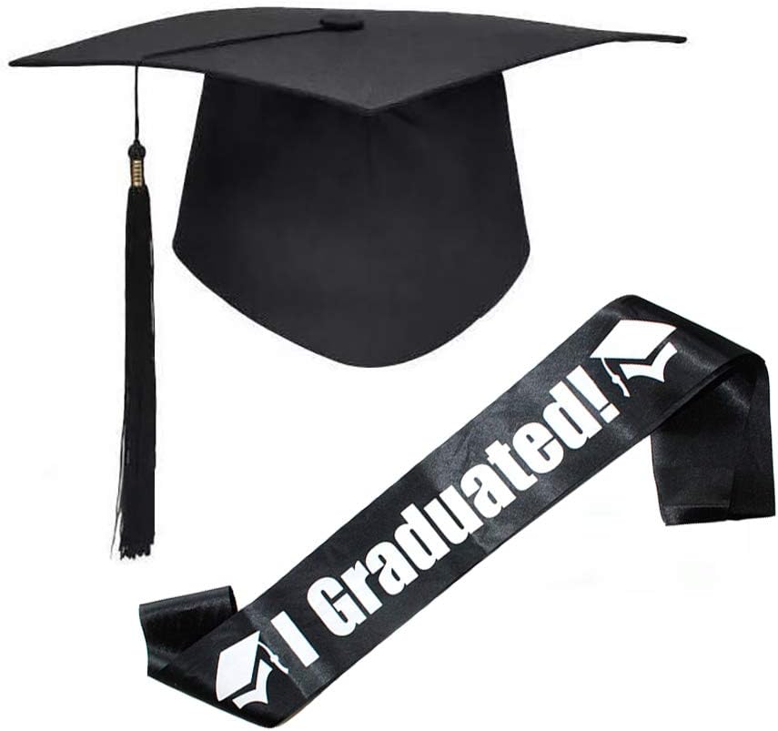 FSSTUD Black Student Graduation Cap and Graduation Sash Mortarboard Hat Graduated Party Supplies