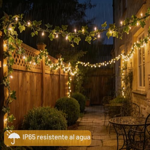 Joysing Outdoor Solar String Lights 10M 100 LED Artificial Ivy Lights, 8 Modes Outdoor Solar Vines Waterproof String Lights Leaf for Garden Balcony Outdoor Decoration