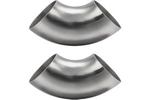 COTONLAKE Cotonake OD 2 Inch 90 Degree SS304 Stainless Steel Bend Tube Exhaust Elbow Pipe for Car Modified Exhaust System 2" Piping Silver Tone，Stair Handrail (2pcs)