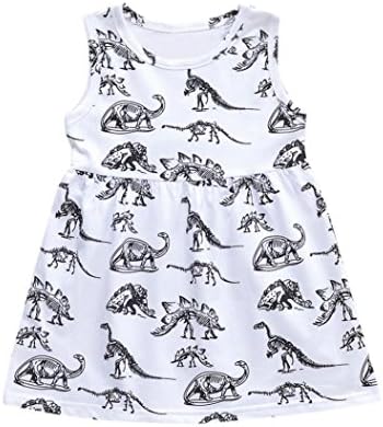 Jchen for 0-4 T Girls, (TM) Toddler Infant Baby Kids Girls Cartoon Dinosaur Print Sleeveless Sun Dress