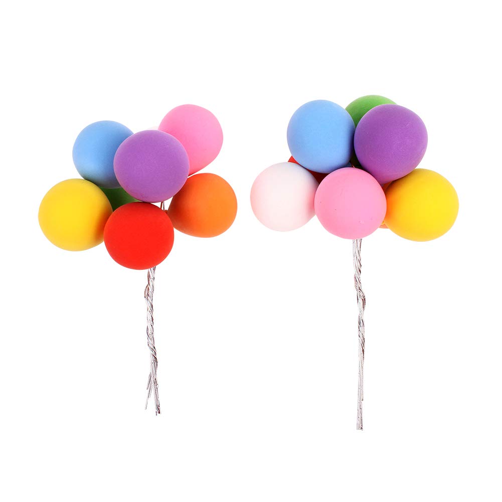 Unimall 16 Pieces Colourful Balloon Cake Toppers Kit Balloon Happy Birthday Cake Decoration for Boys Girls Child Birthday Party Supplies