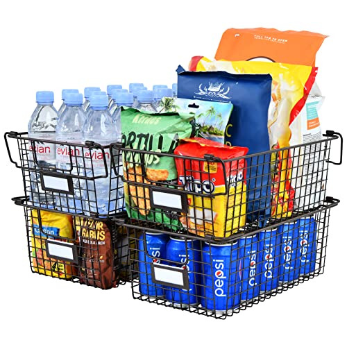 4 Pack XXL Wire Baskets For Pantry Storage and Organization，Fruit