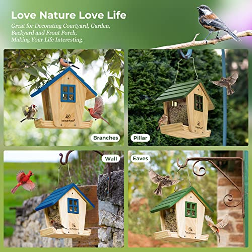 Kingsyard Farmhouse Bird Feeder, Hanging Birdfeeder with 2 Landing