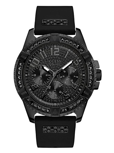 GUESS Men's Quartz Stainless Steel and Silicone Casual Watch, Color:Black (Model: U1132G3)