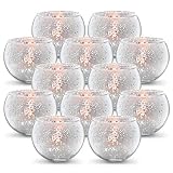 Volens Round Silver Votive Candle Holders, Mercury Glass Tealight Candle Holder Set of 12