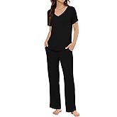 LUBOT 2026 Bamboo Viscose Pajamas Women Sets Pjs Soft Breathable 2 Piece V Neck Short/Long Sleeve Pants Sleepwear S-4XL