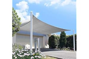 DIIG Patio Sun Shade Sail Canopy, 10' x 12' Rectangle Shade Cloth Block Sunshade Fabric - Outdoor Cover Awning Shelter for Pergola Backyard Garden Yard (Gray Color)