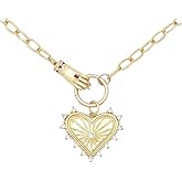 Elefezar 18K Gold Plated Heart Pendant Necklace Exquisite Cubic Zirconia Hand Jewelry for Women Couples