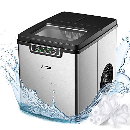Countertop Ice Maker Aicok, Ice Cubes Ready in 6 Minutes, Makes 26lbs