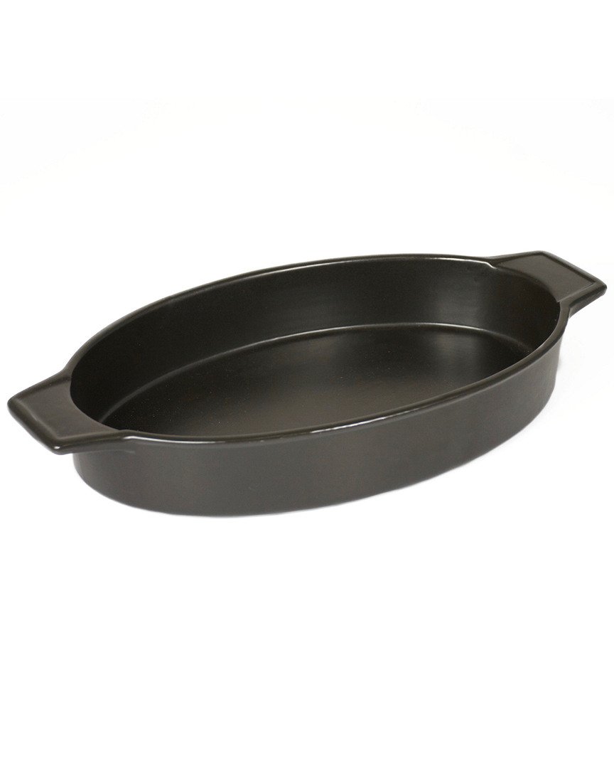 Charcoal Companion CC3812 Flame-Friendly Ceramic Casserole Pan, 14.8" x 8.3" x 2.2"