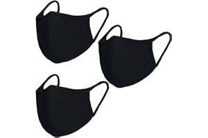 BEATBASIC Pack 3 Dust Mouth Mask - All Cotton - Reusable Cloth Comfy Breathable Material Black Pack 3pcs