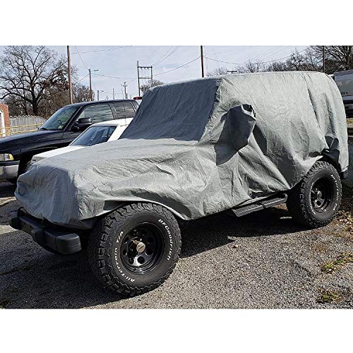 KAKIT 5 Layers Jeep Cover for Jeep Wrangler CJ,YJ, TJ,& JK 2 Door 1987-2017, Waterproof Windproof Dustproof All Weather Prevention Car Cover for Jeep, Windproof Ribbon & Anti-Theft Lock - Thumbnail 3
