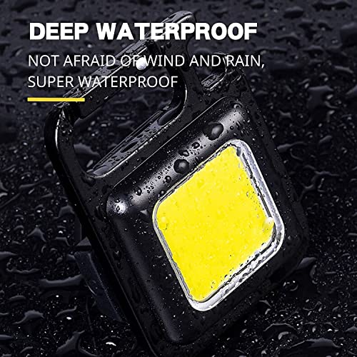 COB Small Flashlights, 500 Lumens Bright Rechargeable Keychain Mini Flashlight, 3 Light Modes Portable Pocket Light with Folding Bracket Bottle Opener and Magnet Base for Fishing, Walking and Camping