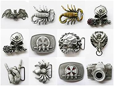 12 Pcs Shown As Picture Original Celtic Shield Skull Sword Celtic Shield Skull Sword 3D Sculpting Camera Skull With Motorcycle Chains Dragon Western 3D Sculpting Finger Hand Original Skull With Rose Flower Skull With Rose Flower Scorpion Yellow Enamel Scorpion Bat Spider Belt Buckle