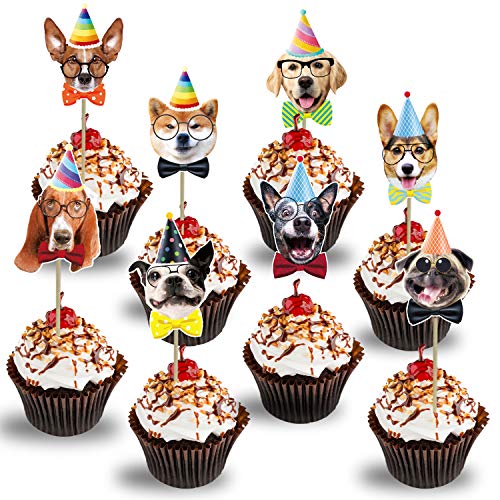 Cupcake Toppers Party Supplies TAJIAA 48PCS Dogs Face Cupcake Toppers