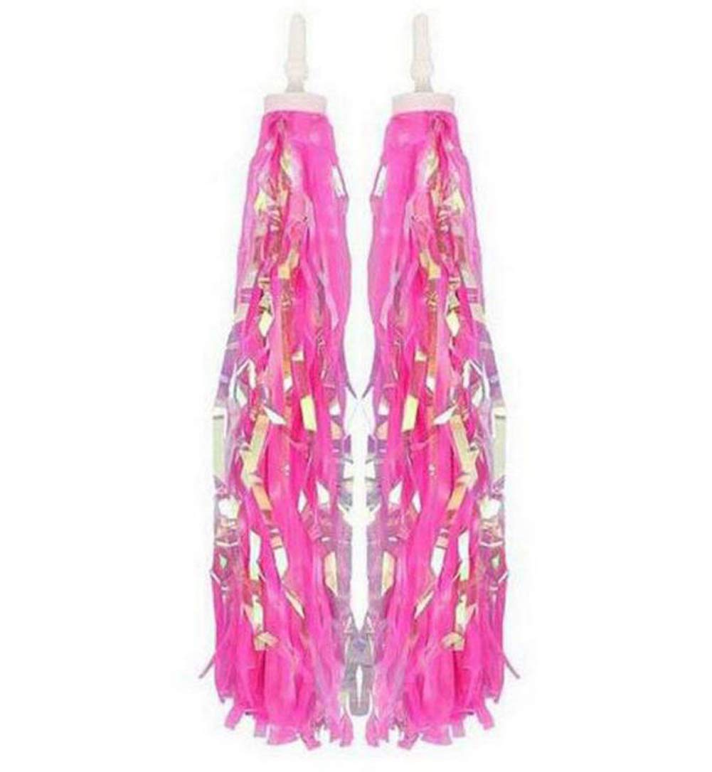 erioctry Children Kids Bike Scooter Handlebar Assorted Colour Streamers Pom-pom Pair Bicycle Grips Sparkle Tassel Ribbon Baby Carrier Accessories (Pink)