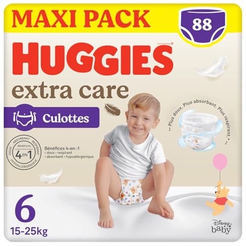 Huggies Extra Care Nappy Panties Size 6 (16-30Kg), 4 Packs of 22