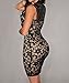 Sexy Womens Lace Sleeveless Nude Illusion Cocktail Party Pencil Mini Dress Medium Black