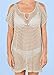 Bestyou Women's Crochet Mini Dress Knit Bathing Suit Bikini Swimsuit Cover Up Tunic Top Swimwear Beachwear (Beige)