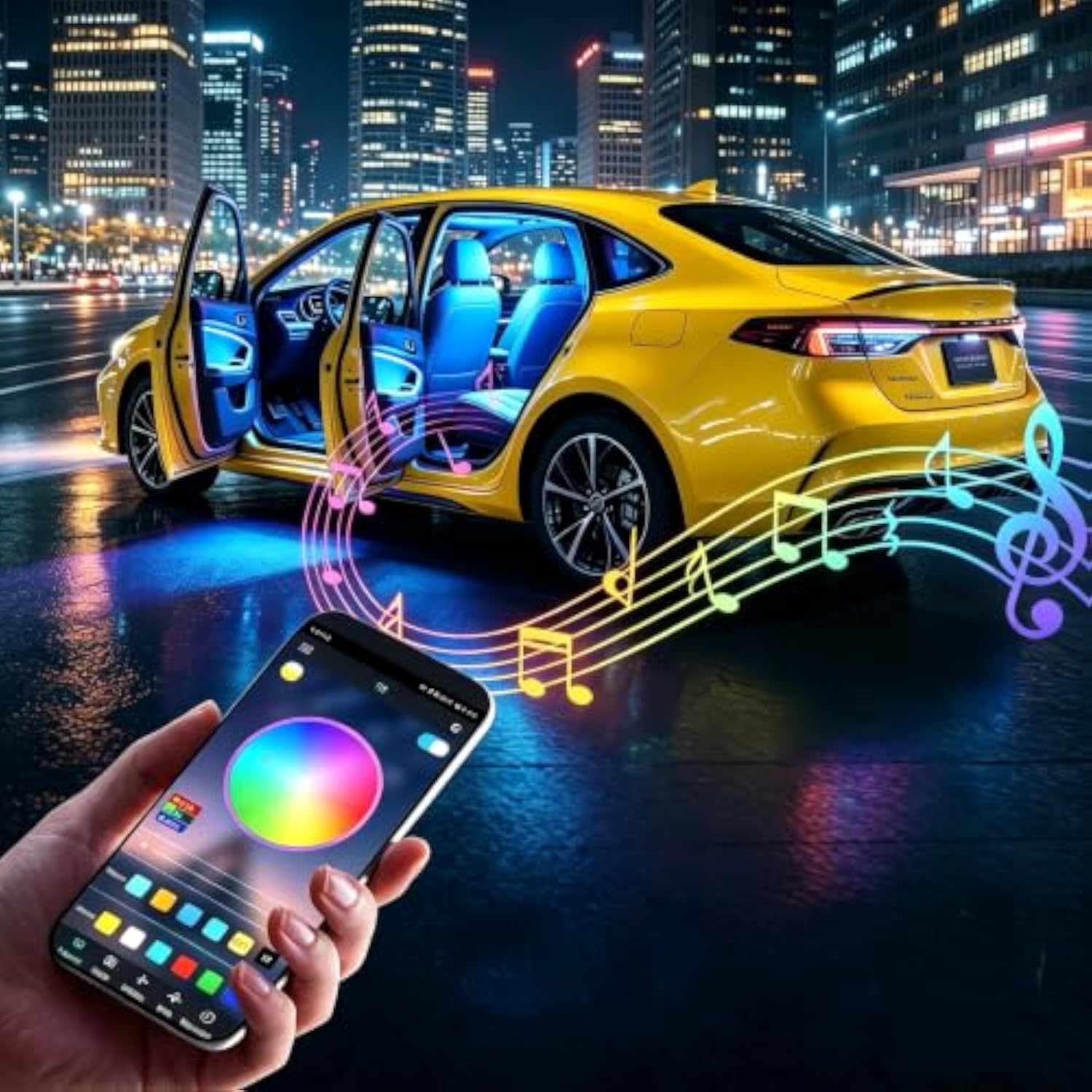 车载内饰 LED 氛围灯条 (APP 控制 / 脚底氛围照明) 70%OFF
