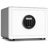 KAPUCI 0.78 Cu Ft Small Safe Box, White Auto Open Digital Security Safe | Steel Lock Box with Removable Shelf Led Light for Home Wardrobe, Bedroom Dorm Office, Hotel, Jewelry