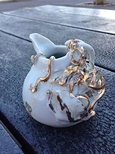 Olive, Porcelain and Gold Lustre, Shabby Chic, French Country Deco Vase