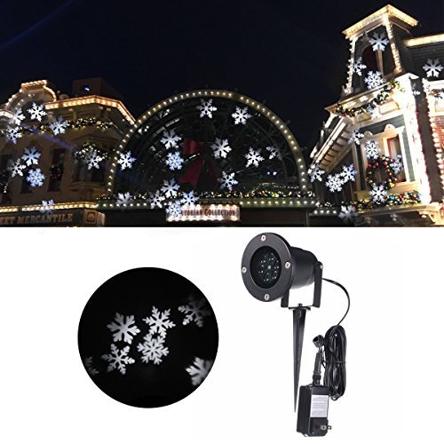 Jeteven Christmas Projector Lights, Waterproof White Snowflake LED Light Outdoor for Xmas Holiday Party Landscape Patio Lawn Stage Show Decoration
