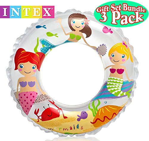 Intex Ocean Reef Transparent Swim Rings Dinosaurs,Mermaid Andbeach Gift Set Bundle-3 Pack