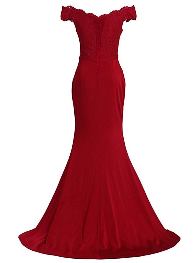 DYS Women's Lace Mermaid Bridesmaid Dress Off Shoulder Evening Formal