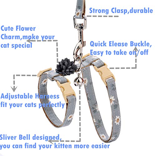 Cat Harness and Leash for Walking with Flower Patten