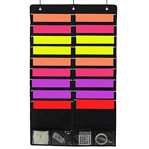 Heavy Duty Hanging File Folder Organizer, 18 Pockets Chart with 3 Hangers Cascading Wall Organizer Wall or Over Door Mount, Perfect for Home Organization, School Pocket Chart, Office Bill Filing - Thumbnail 3