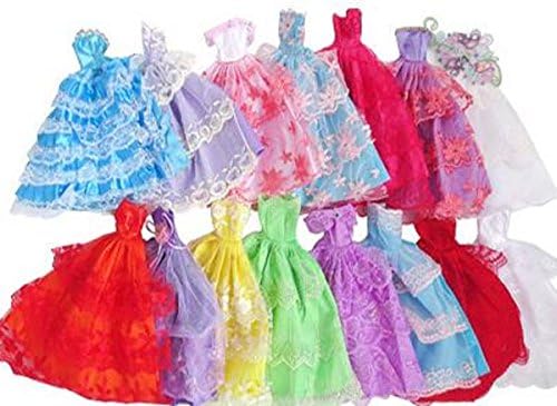 10pcs Barbie Handmade Fashion Wedding Party Gown Dresses for Girl's Birthday Gift Xmas Gift