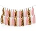 Ling's moment 2 X 18pcs Tissue Paper Tassels, Tassel Garland Banner for Wedding, Baby Shower, Event & Party Supplies, DIY Kits - (Pink+Metallic Gold+White)