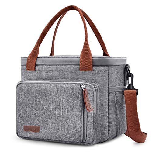 UTOTEBAG Cooler Bag Nylon Insulated Cooler Box Wide Open Lunch Bag Leak-Proof Lunch Tote Large Capacity Cooler Tote with Removable Shoulder Strap for Men/Picnic/Beach/Camping/Fishing(Grey)