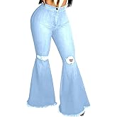Bell Bottom Jeans for Women Skinny Flared Jeans Elastic High Waisted Vintage 70s Classic Stretchy Wide Leg Denim Pants