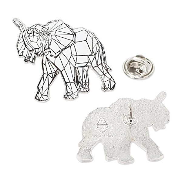 Wizardpins 折り紙 象 ホワイト幾何学模様 ハードエナメルラペルピン