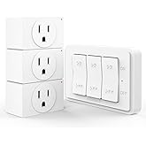 Fosmon Remote Control Outlet (3 Outlet, 1 Switch) Indoor Wireless Remote Light Switch Kit, Electrical Plug with Braille (On/O