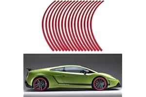 ANAUTO Reflective Rim Tape 16pcs Car Mortorcycle Wheel Stripes Wheel Decals Stripe Decals Wheel Stickers for Rims Fit for 16-19 inch Car Mortorcycle Bike Wheels (Red)