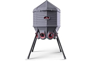 CoopWorx Poultry Feeder - 80 lb Capacity - Adjustable Height - UV Stable - Weather Resistant - 8 Feed Ports - Silo Shaped Design - Rust-Proof - Intended for Chickens/Ducks/Turkeys - Made in USA
