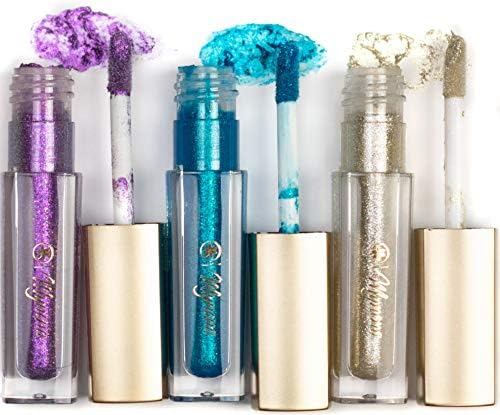 Liquid Metallic Glitter Eyeshadow Waterproof Diamond Sparkle Long Lasting Glow 3 Colors Kit