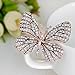 Fashion Multicolor Rhinestone Butterfly Brooch Pin Big Faux Pearl Enamel Brooch Pin Wedding Bridal Gift (Golden)