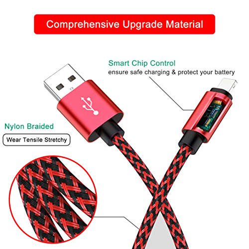 image for CredDeal Phone Charger Cable 4Pack(3/6/6/10FT) Nylon Braided Charging 