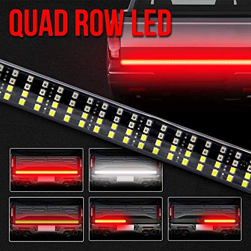 OPL5 60" Tailgate Light Bar, Quad Row Truck Bed Lights Strip 624 LED Turn Signal, Brake, Reverse, Tail lights No Drill Install Truck Lights Bars for Dodge Trucks Pickup Trailer Vehicle (Quad 2 color) - Thumbnail 7