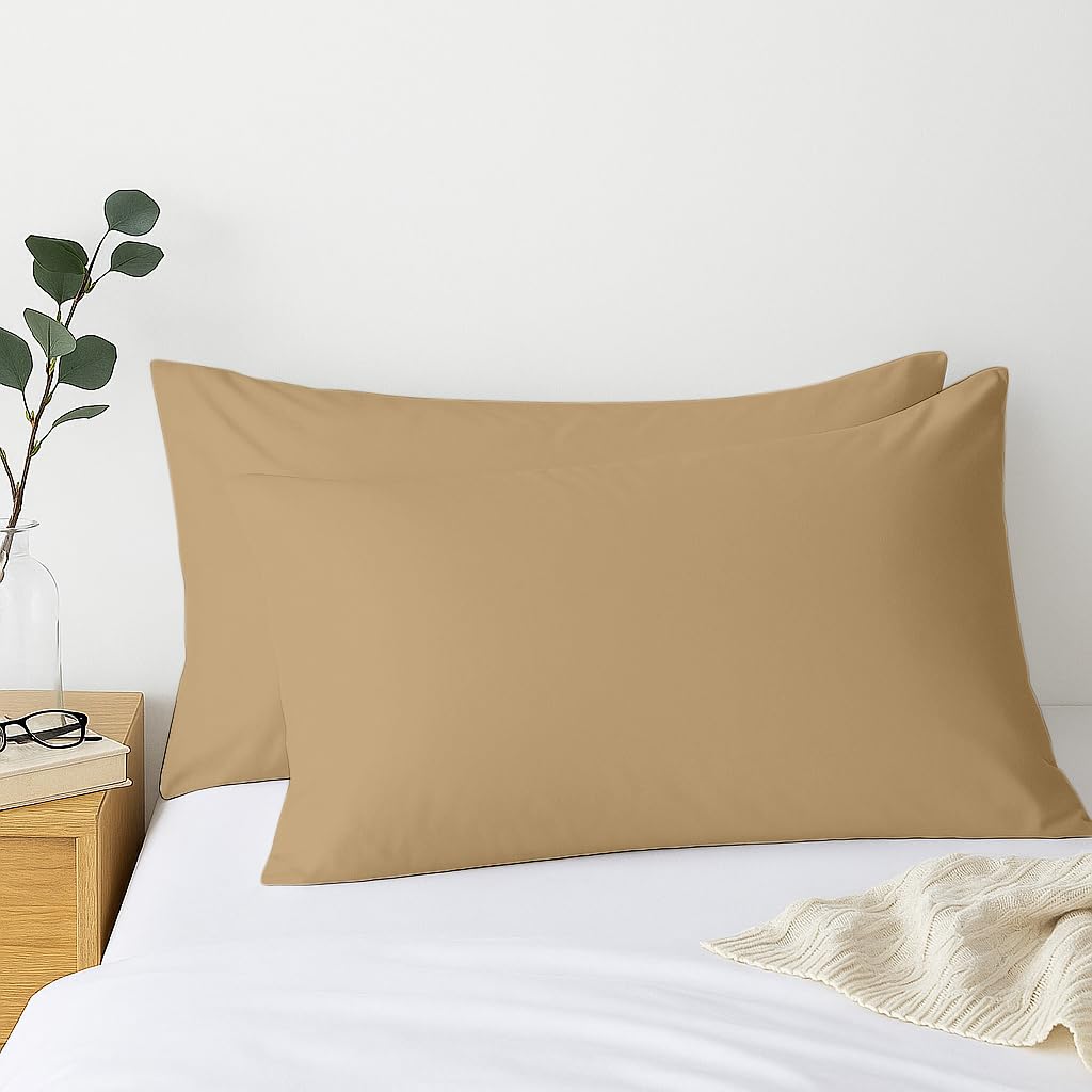 Comfort Beddings Premium Quality Pillowcases 100% Cotton Blend Housewife Pillow Cases Pack Of 2 - Taupe (Superking Size 50 x 90 CM) — image 1